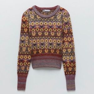 Zara Jacquard Pullover Sweater